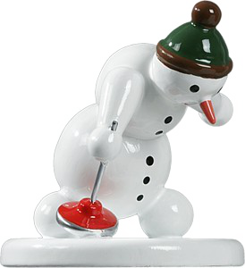 Schneemann Eisstockspieler