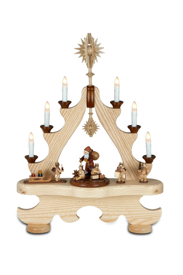Grosse Spitze Weihnachtsmann mit Engel / natur